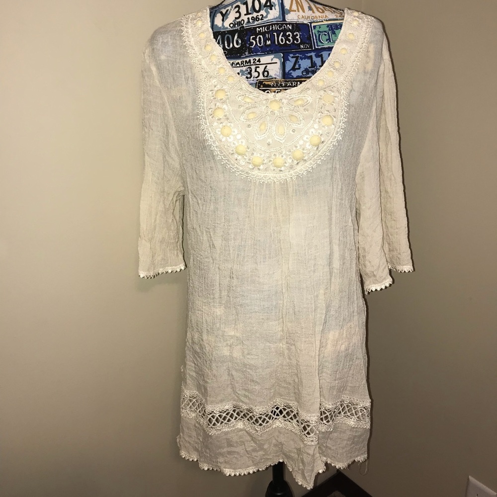 Cream Blouse with beading
